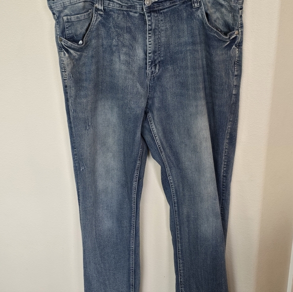 Stitches and Rivets High Rise Blue Denim Straightleg Jeans Mens Plus  40 x 32 - Picture 5 of 14
